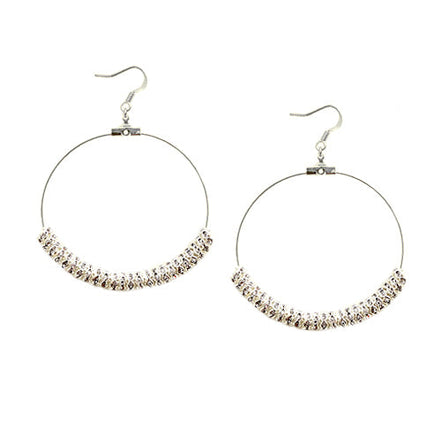 Violet Glass Crystal 50mm Silver Round Earrings 