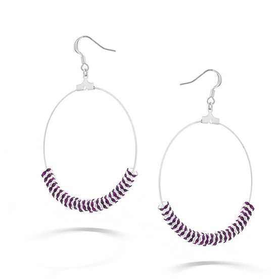 Silver-Tone Amethyst Crystal Earrings