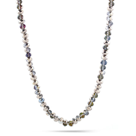 Rhodium Glass Crystal Beads Necklace