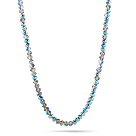 Olive Rainbow Glass Crystal Bead Necklace