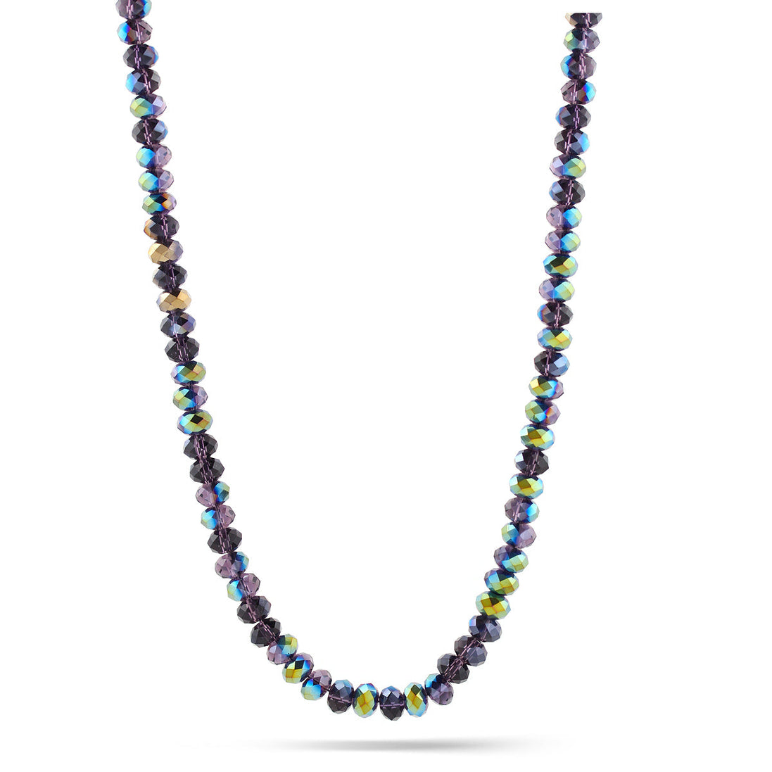 Purple And Olive Glass Crystal Beads Necklace