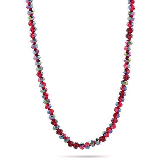 Red And Olive Glass Crystal Beads Necklace