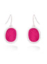White-Metal Fucshia Glittering Earrings