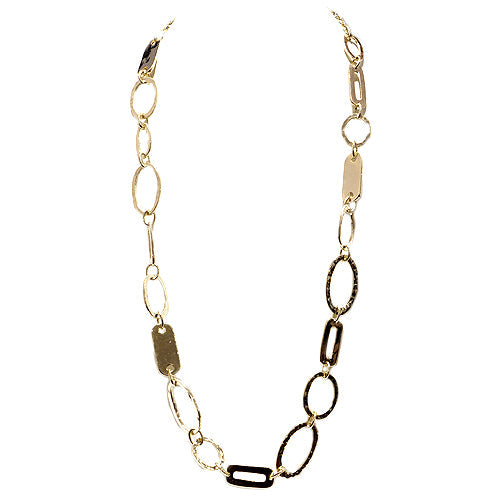 GOLD LINKED CHAIN LONG NECKLACE  #SC29801_GOLD (AB9)