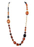 Amber Brown Black Gold Beaded Long Necklace