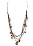 Gold and Copper Coin with Waxed Cotton Cord Multi Strand Necklace