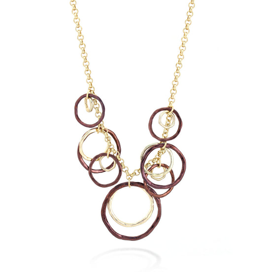 Gold-Brown-Tone Round Link Necklace