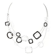Silver and Hematite Geometric Illusion Necklace 
