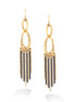Gold-Tone Metal Black And Gold Chain Earrings