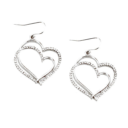 Forever Love Double Heart Silver Earring