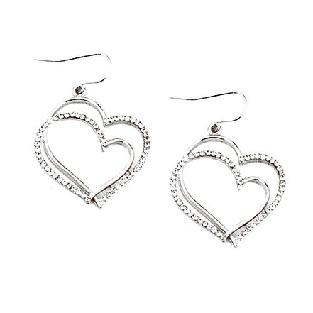 Forever Love Double Heart Silver Earring
