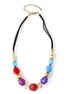 GOLD MULTI MIXED BEADS WITH BLACK SUEDE NECKLACE  #SE30660_GLD-MLT (FB21)