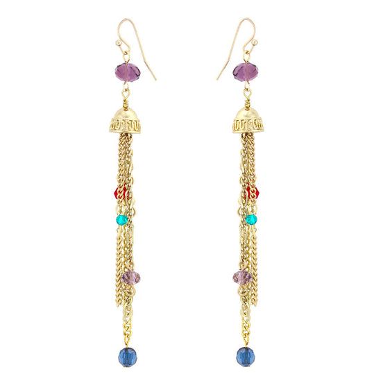 Gold Tone Metal Chain Hanfing Earrings
