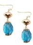 Shinning Bead Of A Morning Dew Gold- Aqua Color Teardrop Earring