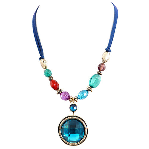 10K GLD-MLT Round Turq Pendant