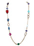 Red Green Purple Mixed Beaded Gold Chain Long Necklace