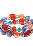Multi Color Mixed Beads Stretch Bracelet Set of 2pcs 