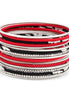 Silver Tone Red And Black Set Of 18 Indian Bangle