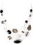 Black and Gray Multi Beads Three-Strand Silver Necklace