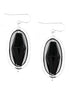 Jet Bead with Silver Oval Shaped Earrings