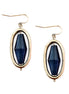 Blue Bead Gold Oval Shaped Earring