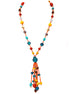 Gold-Multi Swinging Tassels Indian Beaded Necklace