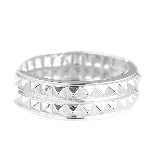 Shiny Silver Pyramid Stud Hinged Bracelet