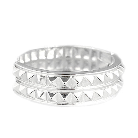 Shiny Silver Pyramid Stud Hinged Bracelet