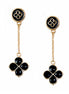 Black Four Leaf Clover Gold Dangling Earrings