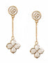 Ivory Four Leaf Clover Gold Dangling Earrings