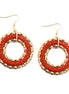 Coral and Gold Metal Round Earrings