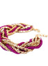 Fuchsia and Gold Metal Weave Bracelet