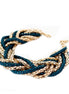 Teal and Gold Metal Weave Bracelet