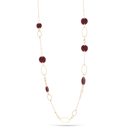 Gold Tone Burgundy Enamel Necklace