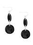Black Enamel Double Round Silver Earrings