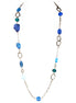 Blue and Green Mixed Beads Gold Long Necklace