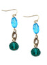 Blue and Green Beaded Gold Dangle Earring
