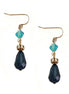 Blue Mixed Cut Beads Gold Earring