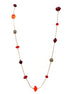 Red Mixed Beaded Gold Long Necklace