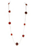 Red Mixed Beaded Gold Long Necklace