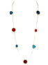 Red and Green Mixed Beaded Gold Long Necklace 