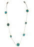 Green Mixed Beaded Gold Long Necklace