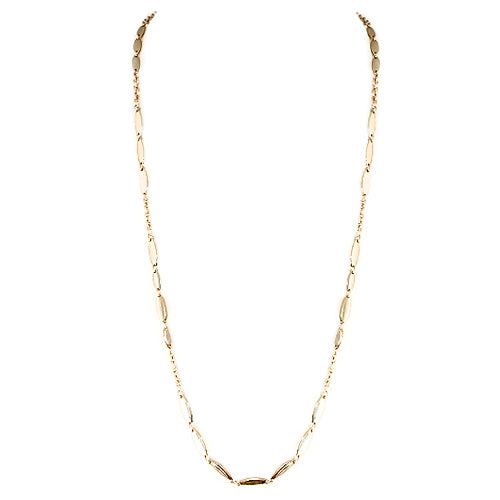 Shiny Gold Metal Beads Long Necklace