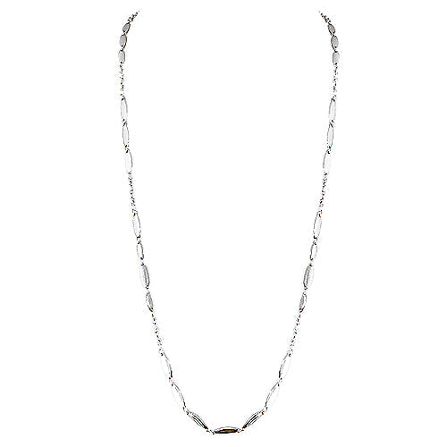 Shiny Silver Metal Beads Long Necklace 
