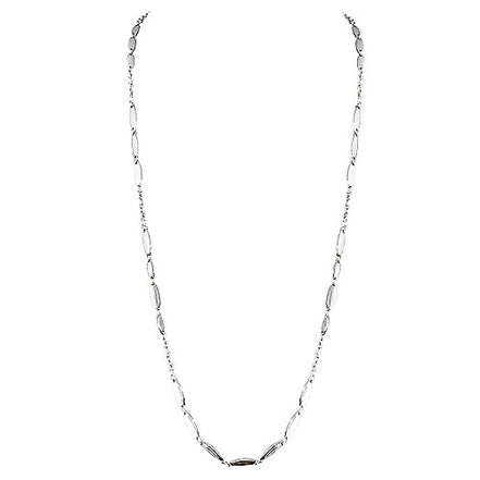 Shiny Silver Metal Beads Long Necklace 