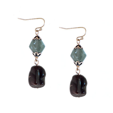 Brown and Olive Bead Dangle Earring
