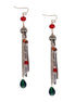 Red  Brown and Green Mixed Gold Chandelier Earrings
