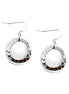 Hammered Silver and White Ring Double Earrings 