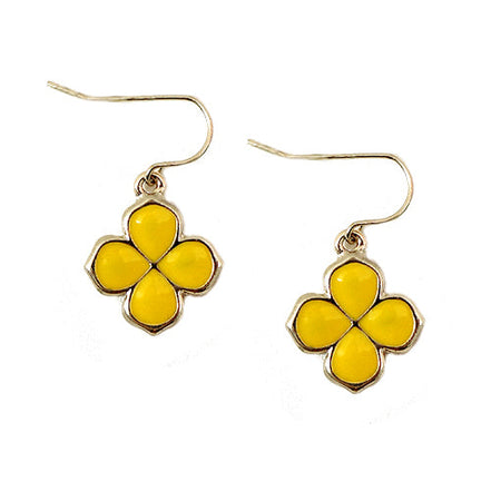 Yellow Four Leaf Clover Earrings