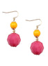 Pink and Yellow Beaded Gold Dangle Earring